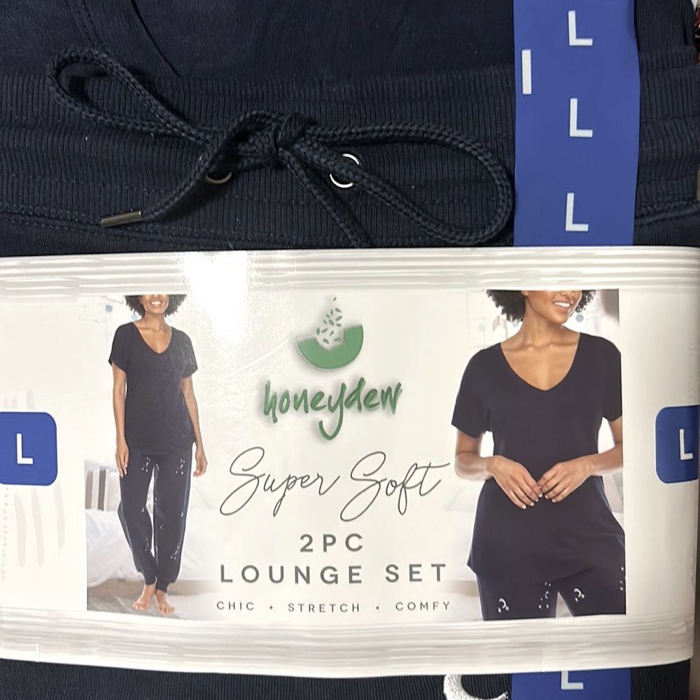 NWT 2PC Honeydew Women’s Lounge Set, Large Navy blue/ Lightning